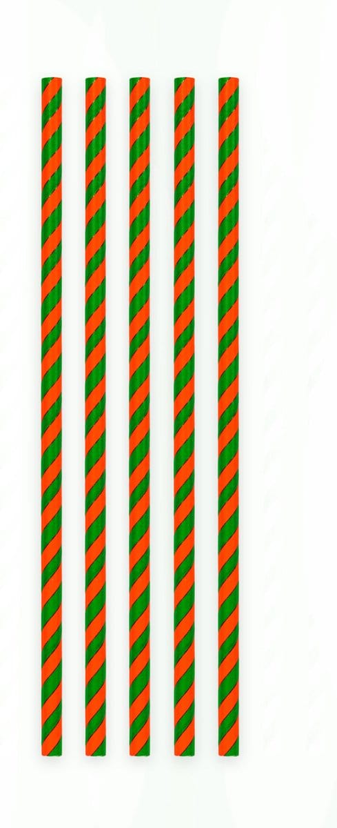 20 Papieren rietjes Rood / Groen - 6mm x 197mm