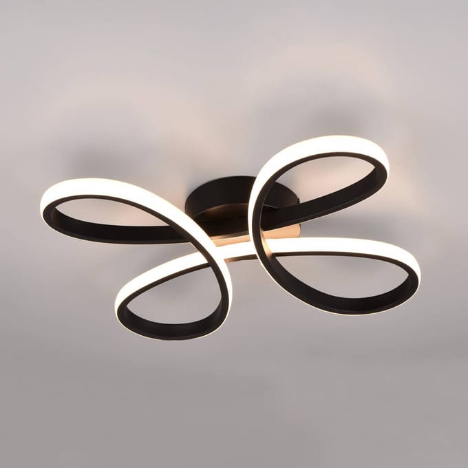 TRIO FLY - Plafondlamp - Zwart mat - incl. 1x SMD 22 W - Dimbaar met schakelaar - Niet extern dimmerbaar