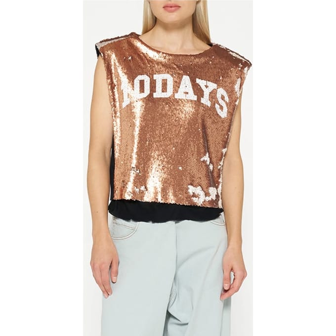 10DAYS Padded Top Sequins Rose Gold Größe: M | Tanktops Outlet | Damen | Rosa