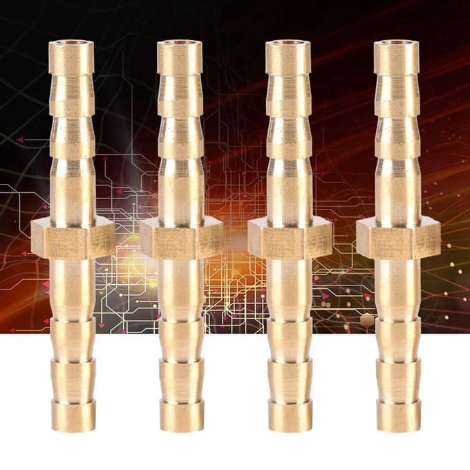 4 pcs 44mm Brass Fitting Hose Barb Tail Reducer Reducing Plug Connector beige