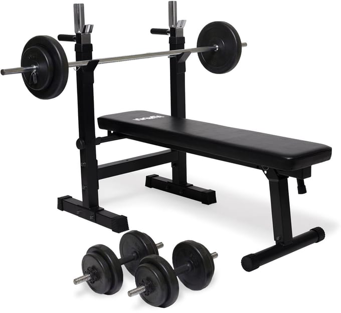 VirtuFit Verstelbare Halterset - 30,5 kg - Halterbank Compact - Dumbbellset - Halterset