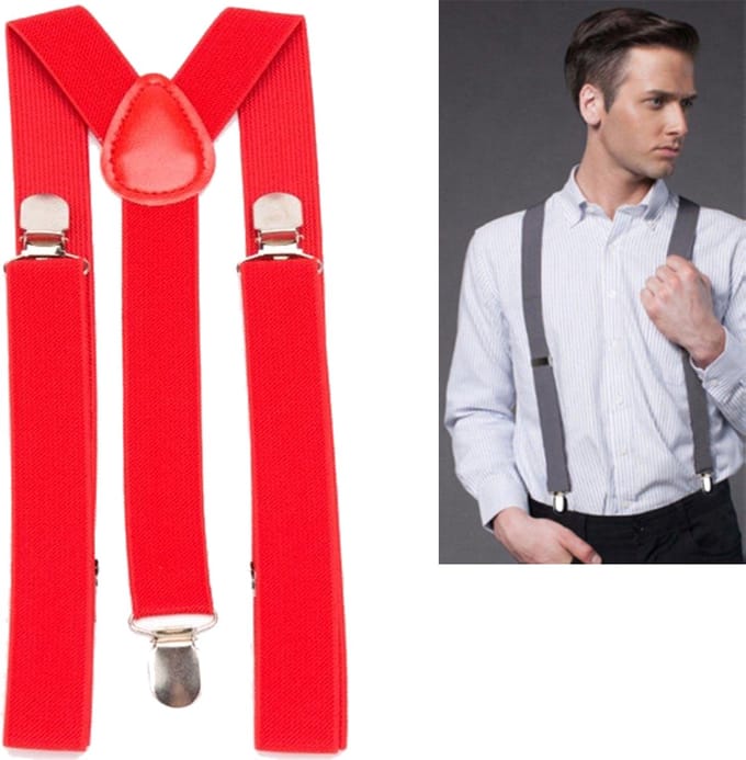 Bretels - Rood - met stevige clip - luxe - heren bretels - unisex