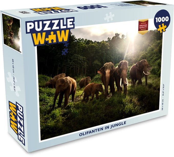 Puzzel Bos - Olifanten - Licht - Legpuzzel - Puzzel 1000 stukjes volwassenen
