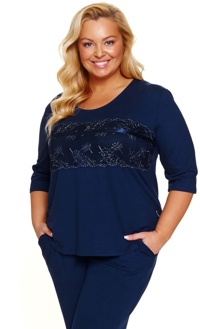 Doctor Nap Dames Pyjama Viscose Plus Size Navy PB.7330 40 / L
