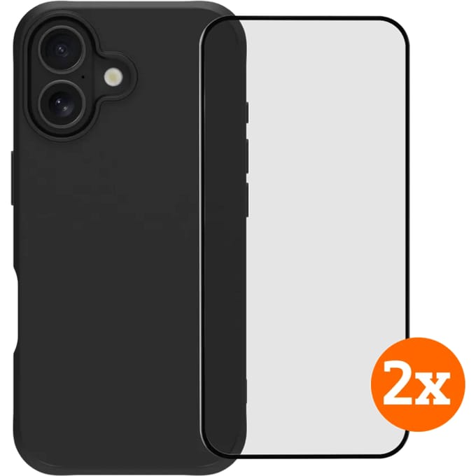 BlueBuilt Protective Back Cover iPhone 17 Zwart + Screenprotector Glas Duo Pack