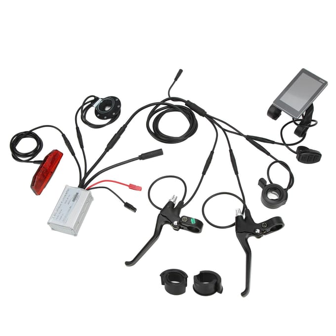 Fiets 15A Waterdichte Controller Kit met GD06 Paneel 130X Duimgashendel 8C Snelheidshulp Remhendel gray