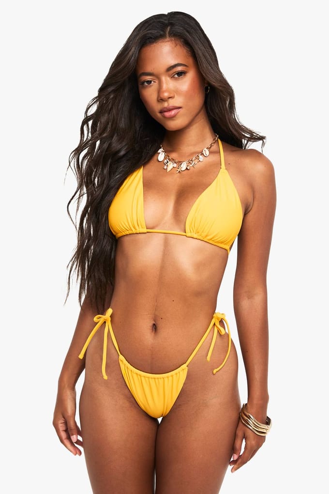 boohoo Dames Badmode Essentials Tie Side Bikini Bottoms | Oranje | Maat: 44