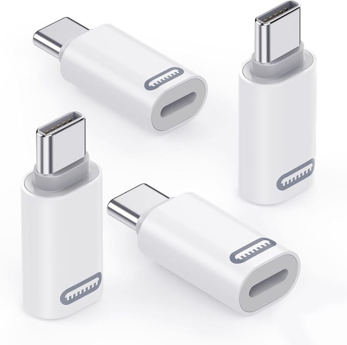 Lightning naar USB-C Adapter 4-Pack voor iPhone 15/16 Pro Max, iPad Pro/Air - Snelladen, Compatibel, Hoogwaardige Kwaliteit