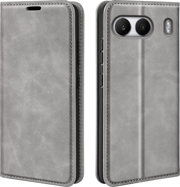 MobyDefend Hoesje - Geschikt voor OnePlus Nord 4 - Luxe Wallet Bookcase (Magnetische Sluiting) - Grijs