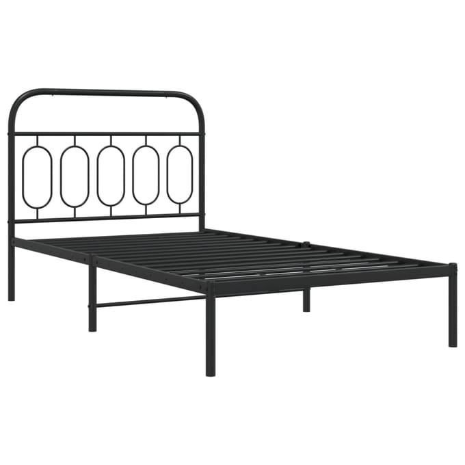 vidaXL - Bedframe - met - hoofdbord - metaal - zwart - 107x203 - cm