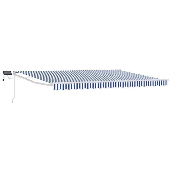 vidaXL - Handbediende - luifel - met - LED's - Blauw - en - Wit - 4 - × - 3 - m