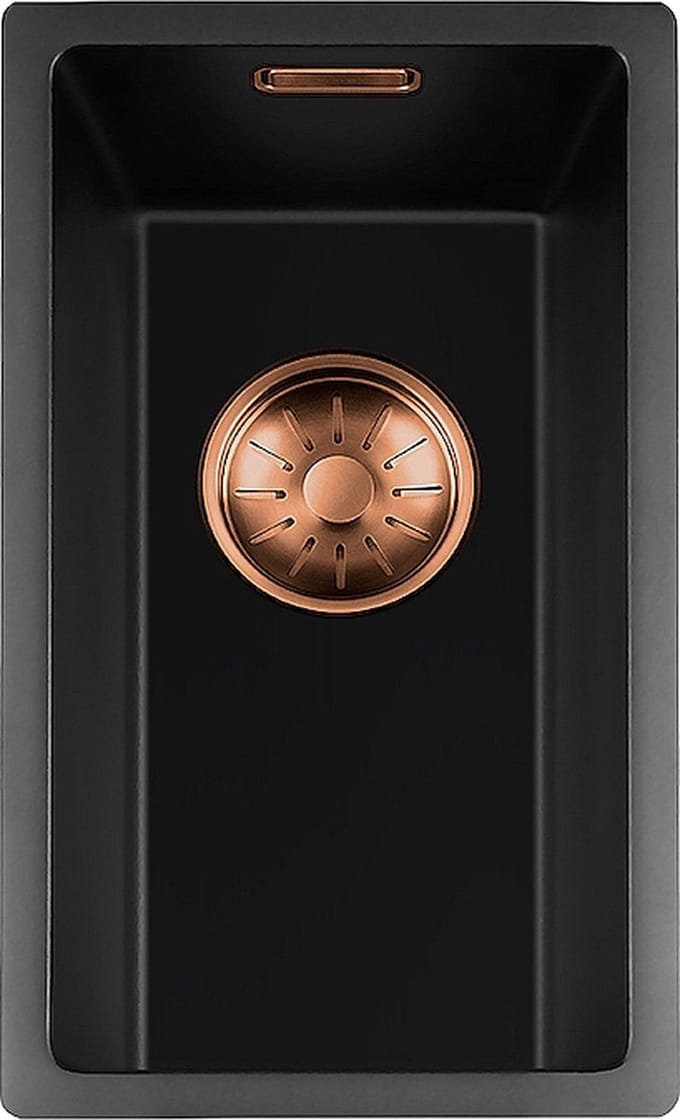 Lorreine Black Quartz Series spoelbak 17x40cm Plug Copper 17BQ-FU-Copper