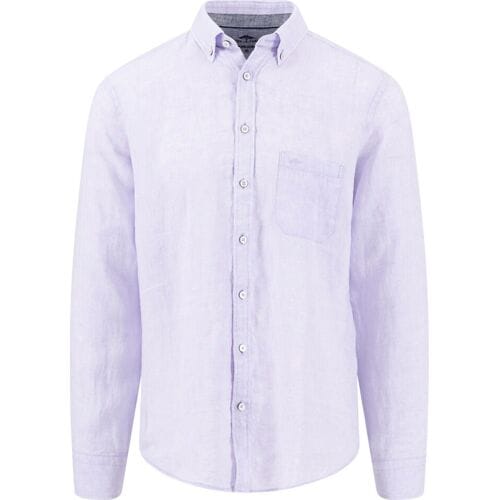 Fynch-Hatton Overhemd Premium Solid Linnen Button-Down Lavender / male