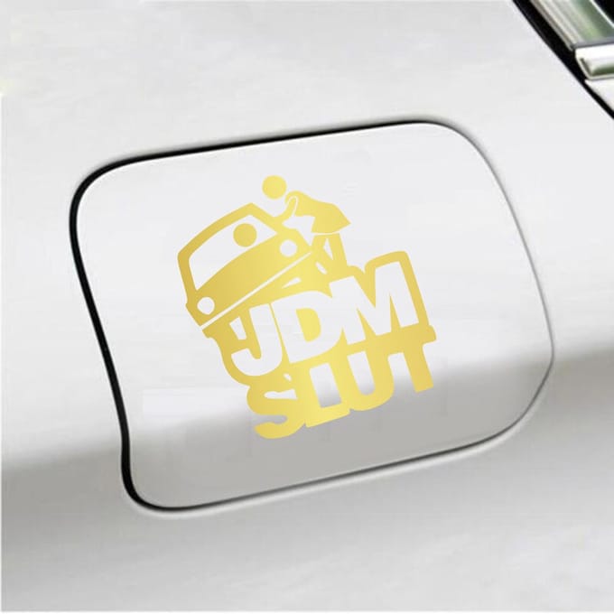 Bumpersticker - JDM Slut - 14 X 13 - Goud