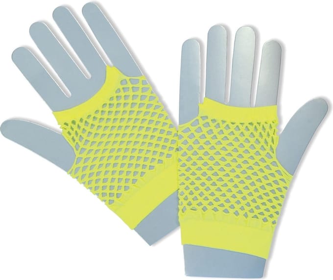 Carnaval verkleed korte visnet handschoenen - geel - voor volwassenen