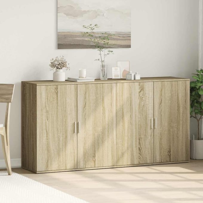 vidaXL - Dressoirs - 2 - st - 79x38x80 - cm - bewerkt - hout - sonoma - eikenkleurig