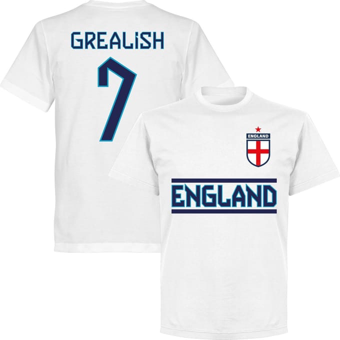 Engeland Grealish 7 Team T-Shirt - Wit - Kinderen - 128
