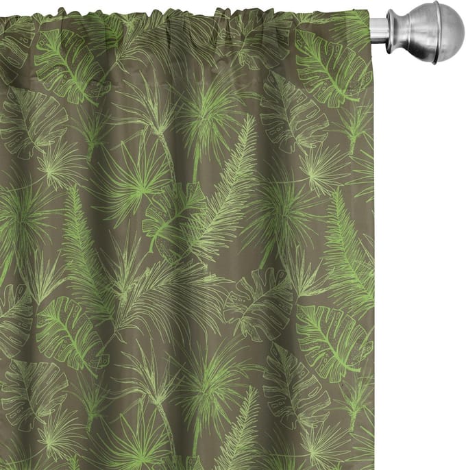 ABAKUHAUS Junglebladeren gordijnen – 2x75x225 cm – Microvezel