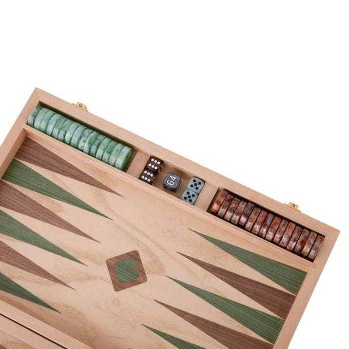 Backgammon 18" groen & bruin trangle - Longfield