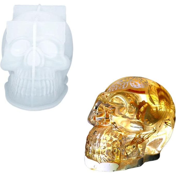 Moules en Silicone de crâne de bricolage pour l'artisanat d'argile de résine décoration de maison d'halloween blanc