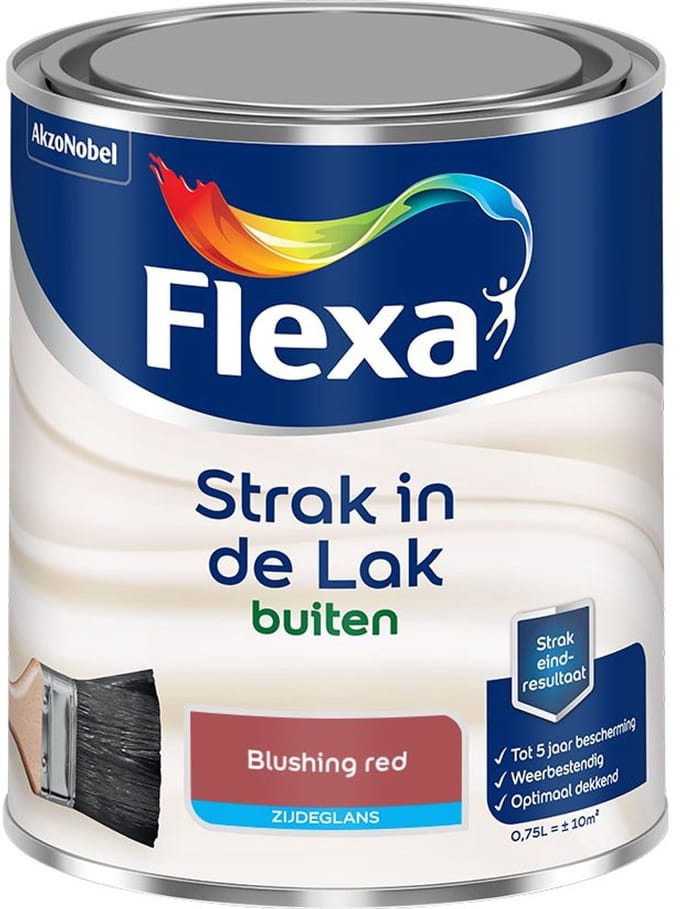 Flexa - Strak In De Lak Buitenlak Zijdeglans - Blushing Red - Mengverf - 750 Ml