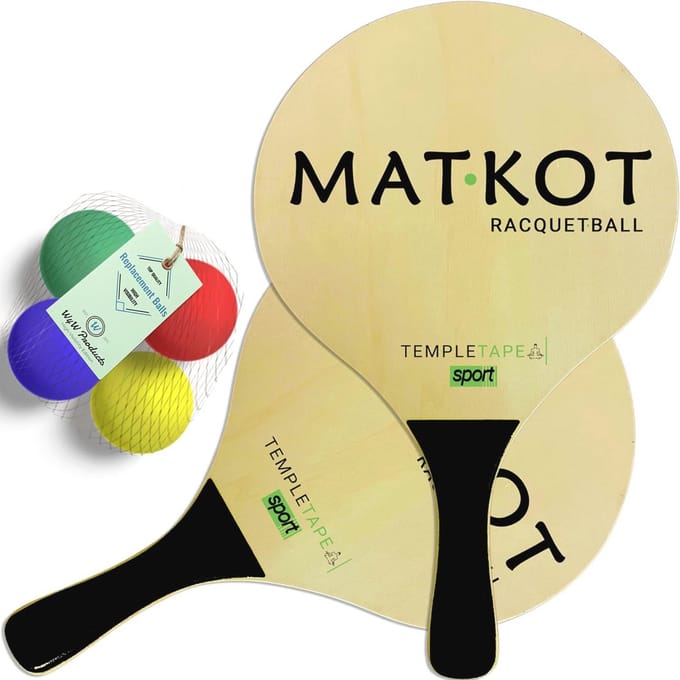 Kadima Beach Paddle Ball Racket Set met 4 Ballen en 2 Peddels