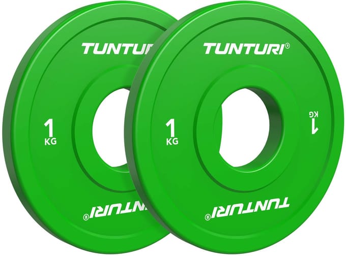 Tunturi Platinum Fractional Plate - Bumperplates - Groen - 1kg - Set