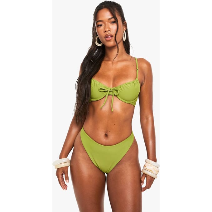 boohoo Dames Zwemkleding Essentials Tanga | Olive | Maat: 14