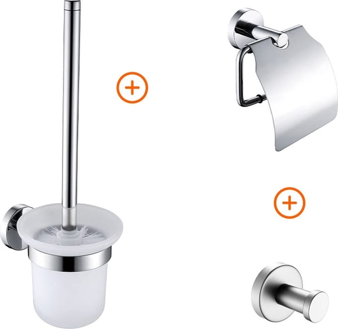 Toilet accessoires set chroom rond