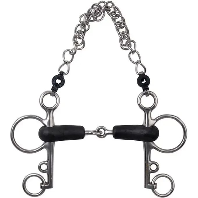 Pelham voor paard met gebroken rubber Metalab