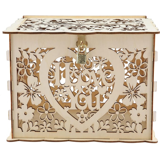 Bruiloft Kaartendoos met Sleutels DIY Geld Geschenkdoos Voor Verjaardagsfeest beige