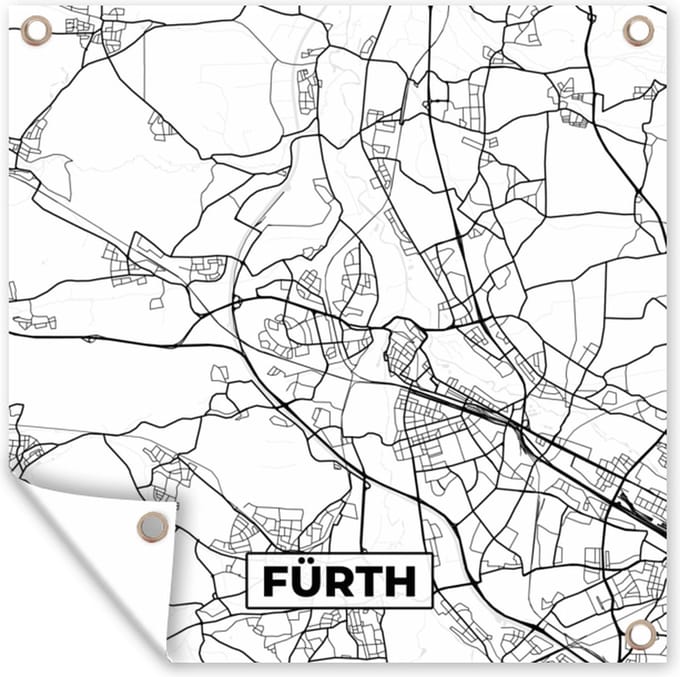 Tuindoek Kaart - Fürth - Plattegrond - Stadskaart - 100x100 cm