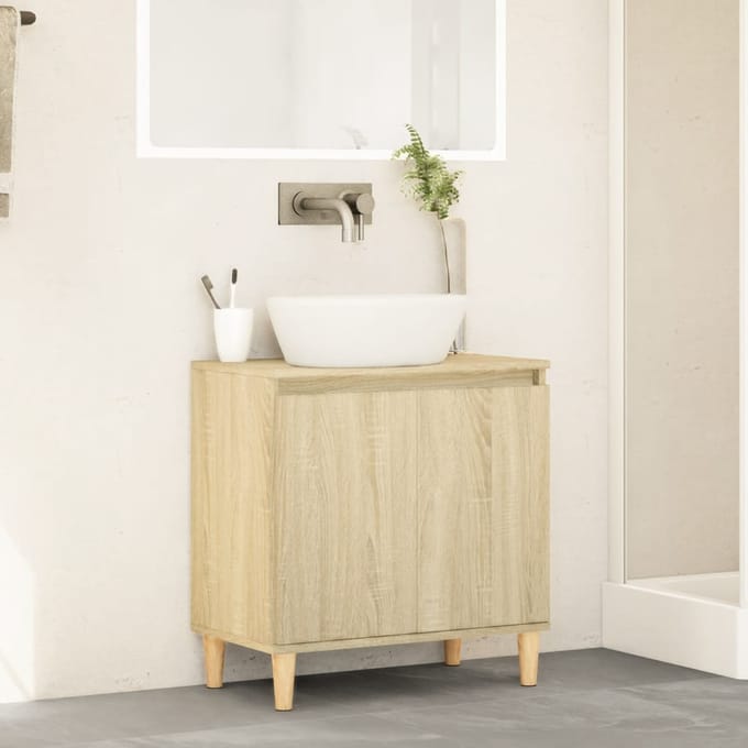 vidaXL - Wastafelkast - 58x33x60 - cm - bewerkt - hout - sonoma - eikenkleurig