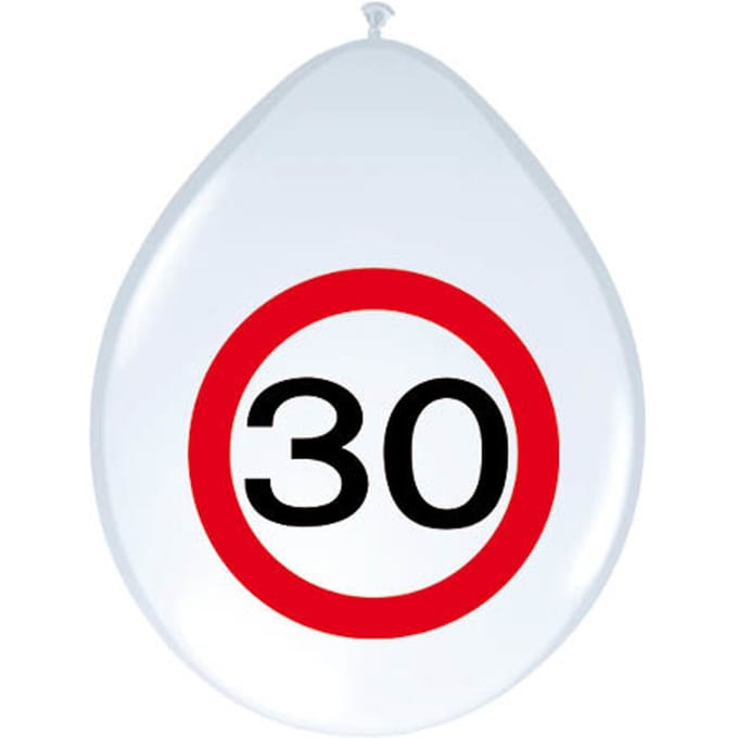 Folat - Ballonnen verkeersbord 30 (8 stuks)
