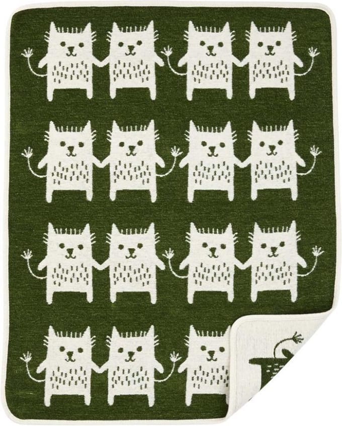 Klippan wiegdeken chenille katoen Little me - groen- 70x90cm