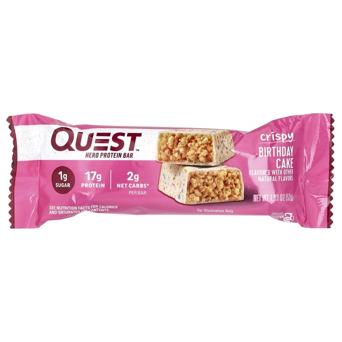 Quest Nutrition, Barres Protéinées Hero, Croustillantes, Gâteau d'Anniversaire, 12 Barres, 1.83 oz (52g) Chaque
