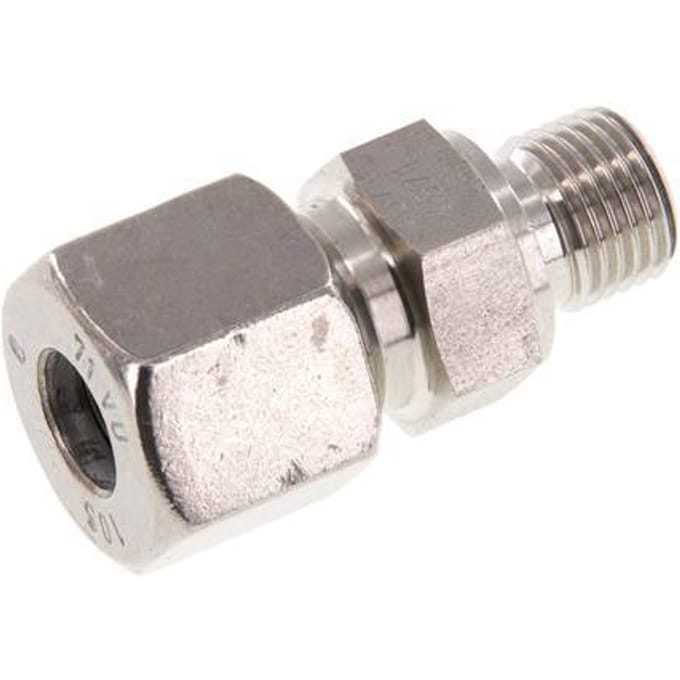 G 1/4'' Buitendraad x 10S RVS Rechte Snijring Koppeling 630 Bar DIN 2353 - FL2S-MC-ST-014G-10-S
