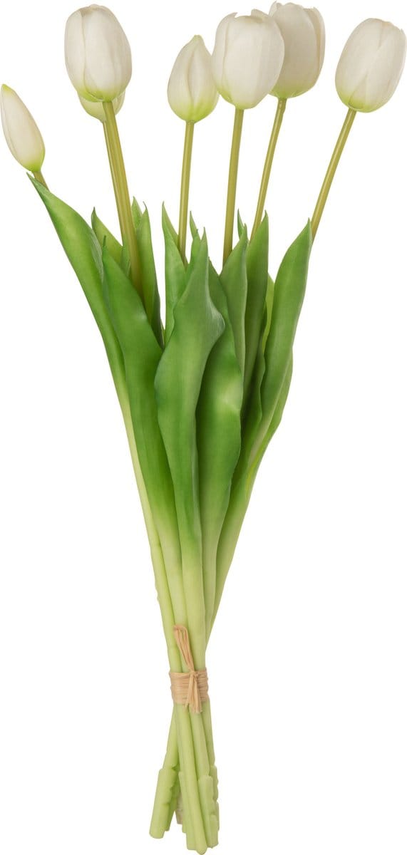 J-Line boeket Tulpen 7 stuks - kunststof - wit - large