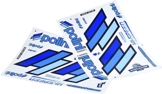 Stickerset Team POLINI 225.030 Scooter Universeel 2 stickervellen 48.5x34.5cm