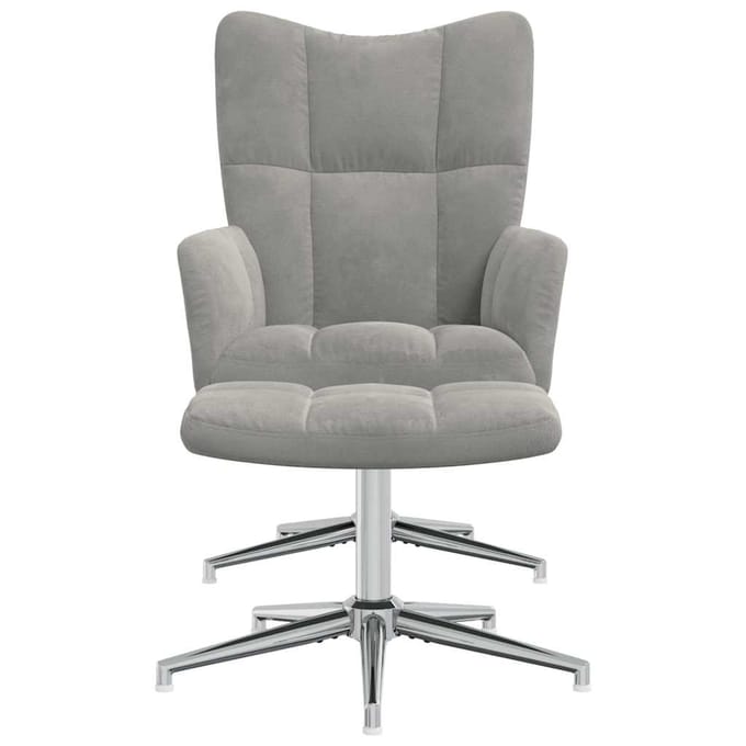 vidaXL - Relaxstoel - met - voetenbank - fluweel - lichtgrijs