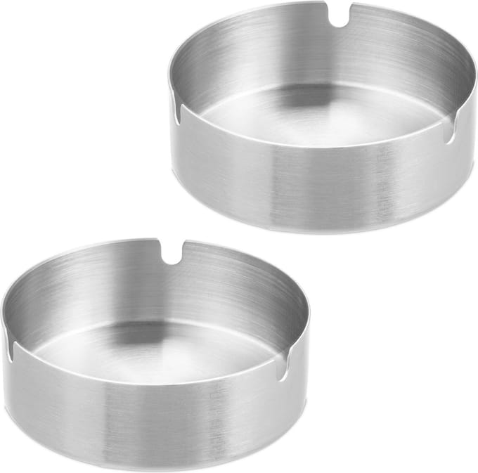asbak - set van 2 - rvs - binnen en buiten - Ø 10 cm - rond - zilver