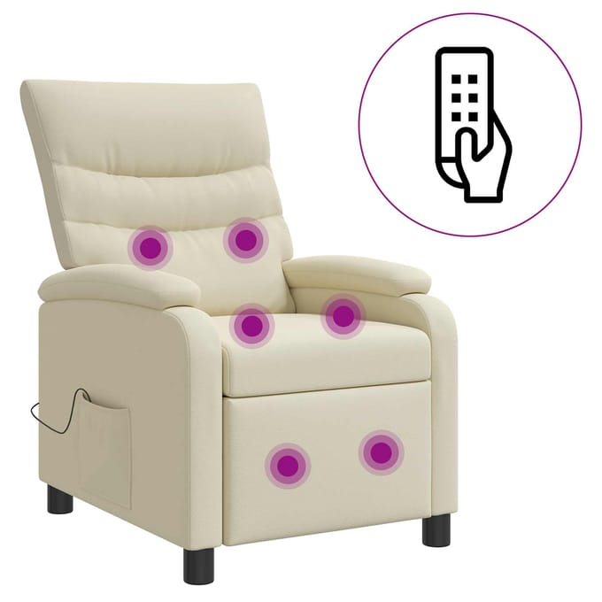 vidaXL - Massage - Relaxstoel - Crèmekleurig - Kunstleer
