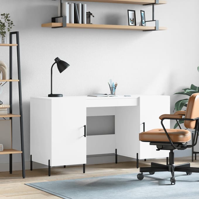 vidaXL - Bureau - 140x50x75 - cm - bewerkt - hout - wit