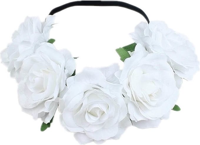 Bloemen haarband wit