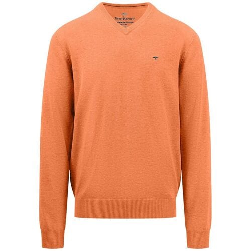 Fynch-Hatton Trui V-Neck Uni Superfine Cotton Papaya / male