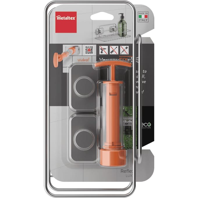 Metaltex - Doucherek Reflex - 1 laag - Badkamerrek - Met vacuum-fix montageset - Chrometherm