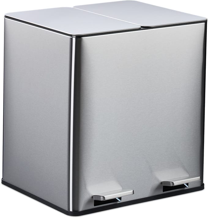 prullenbak 2 x 15 liter - afvalscheiding - binnenemmers - rvs