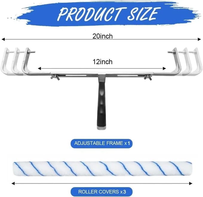 Verfroller Frameset 4 Stuks - Verstelbaar 30-45 cm Verfroller Frame met Microvezel Mouwen