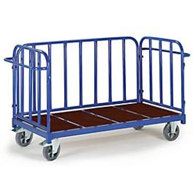 Plateauwagen met 3 wanden, 2000 x 840 mm, draagvermogen 1.200 kg