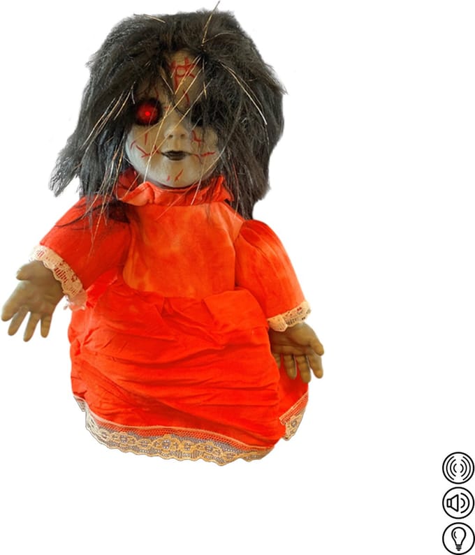 Fjesta© Lopende horror pop - Geluidssensor - Jurk rood - 15cm